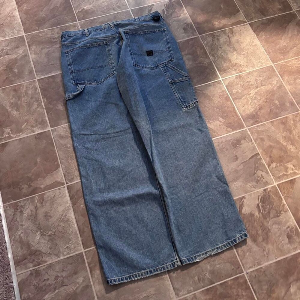 Vintage 1990s baggy and faded Polo Ralph Lauren blue denim jeans, size 36x32!